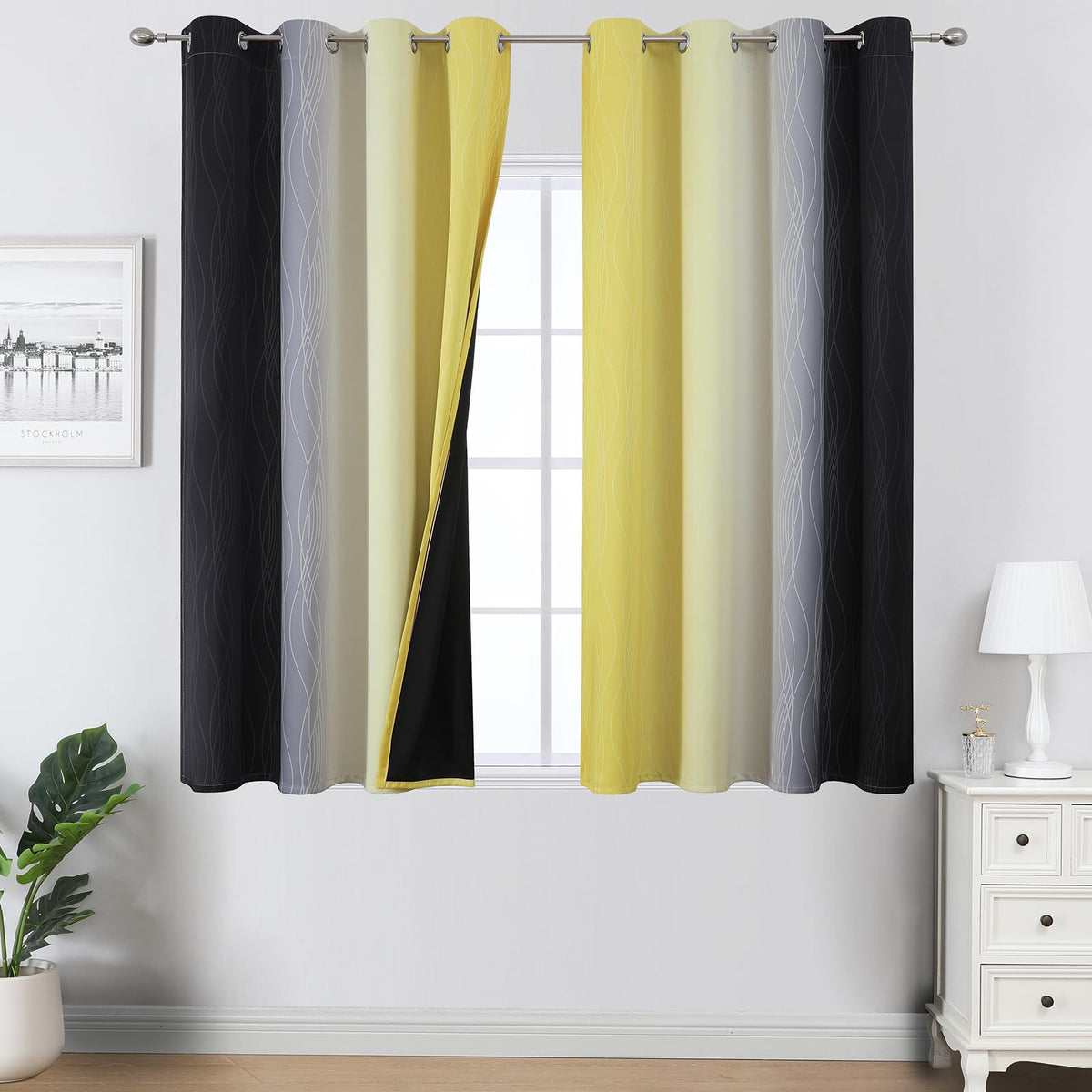 Estelar Textiler Ombre Blackout Curtains for Bedroom 2 Panels Set