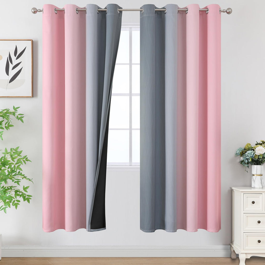 Estelar Textiler Ombre Blackout Curtains for Bedroom 2 Panels Set
