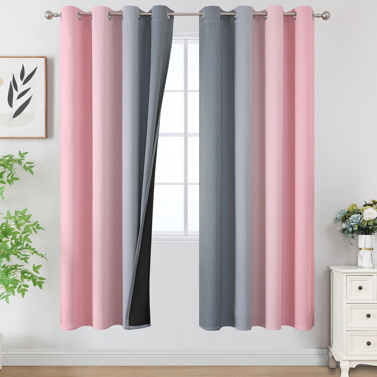 Estelar Textiler Ombre Blackout Curtains for Bedroom 2 Panels Set
