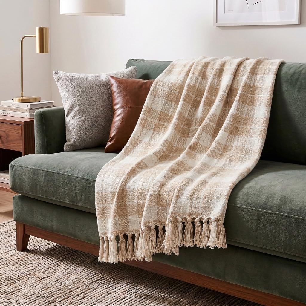 Americanflat Cotton Herringbone Throw Blanket for Sofa