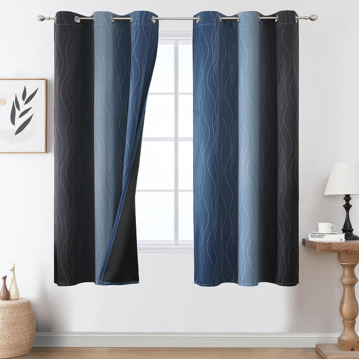 Estelar Textiler Ombre Blackout Curtains for Bedroom 2 Panels Set