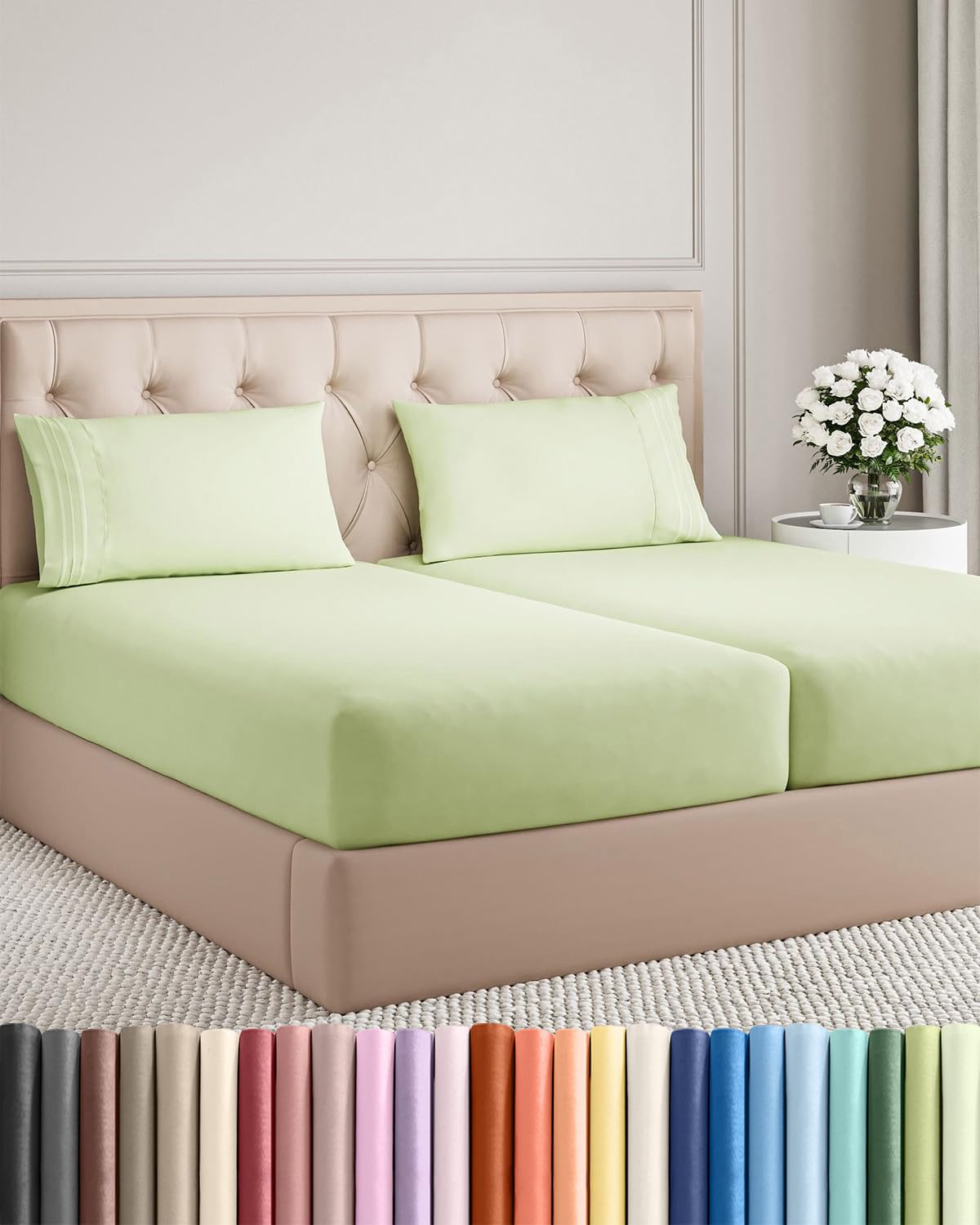 CGK Unlimited 4 Piece Sheet Set - Ultra-Soft, Breathable & Cooling Bed Sheets Set - Hotel Luxury Bedding for Women & Men with Deep Pockets - Wrinkle & Fade Free - Oeko-Tex