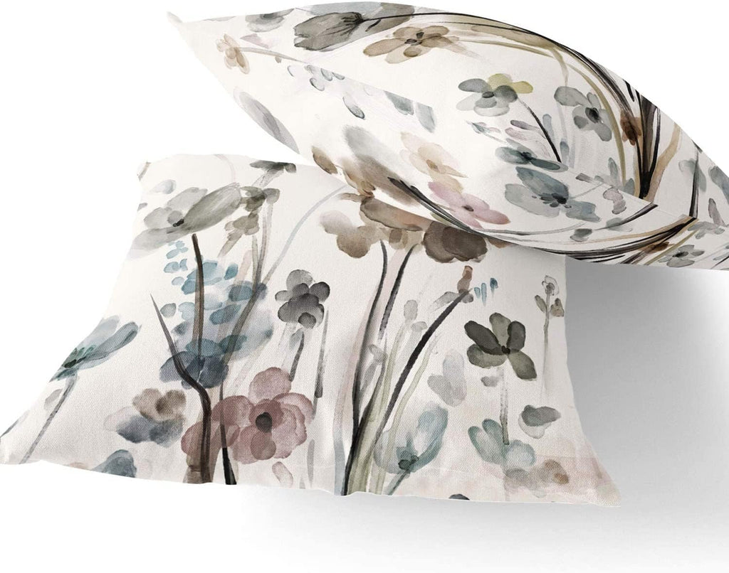 Qesonoo Flower Lumber Throw Pillow Covers Set of 2, Flowers Pillow Cushion Cases, Modern Decorative Square Pillowcases for Sofa Couch Bedroom Living Room Car Seat