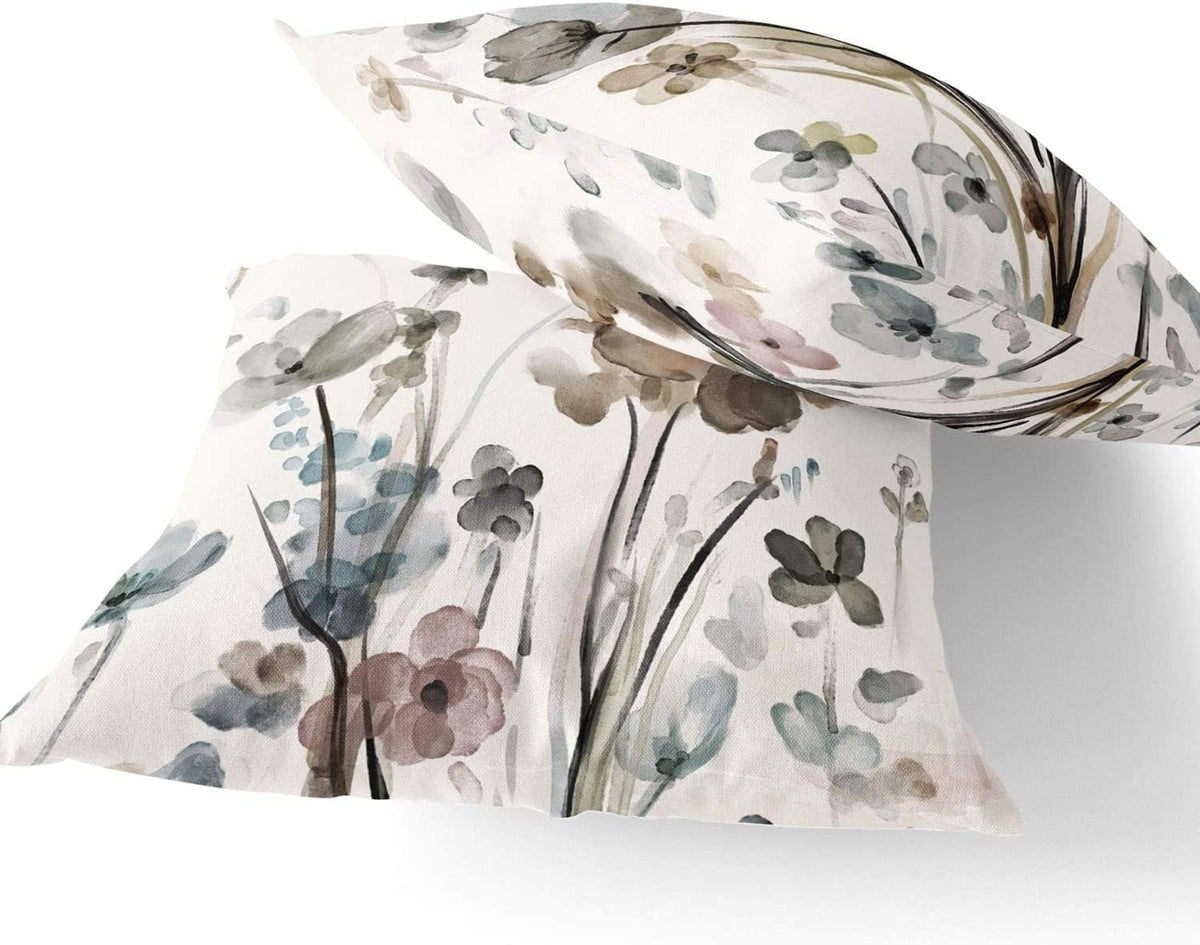 Qesonoo Flower Lumber Throw Pillow Covers Set of 2, Flowers Pillow Cushion Cases, Modern Decorative Square Pillowcases for Sofa Couch Bedroom Living Room Car Seat