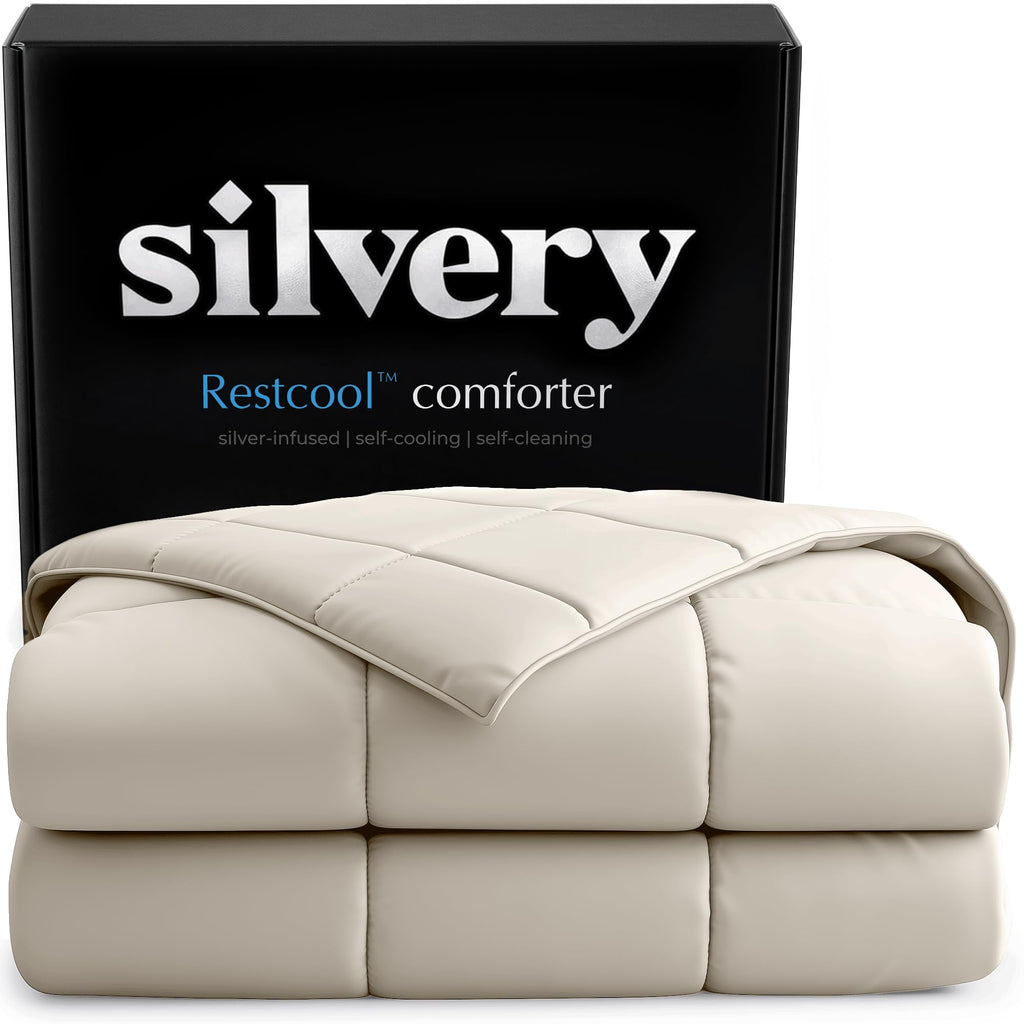 Silvery® Silver-Infused Cooling Comforter – Award-Winning Self-Cooling Blanket for Hot Sleepers with Self-Cleaning Silvery Technology™ for Sweat-Free & Cool Sleep