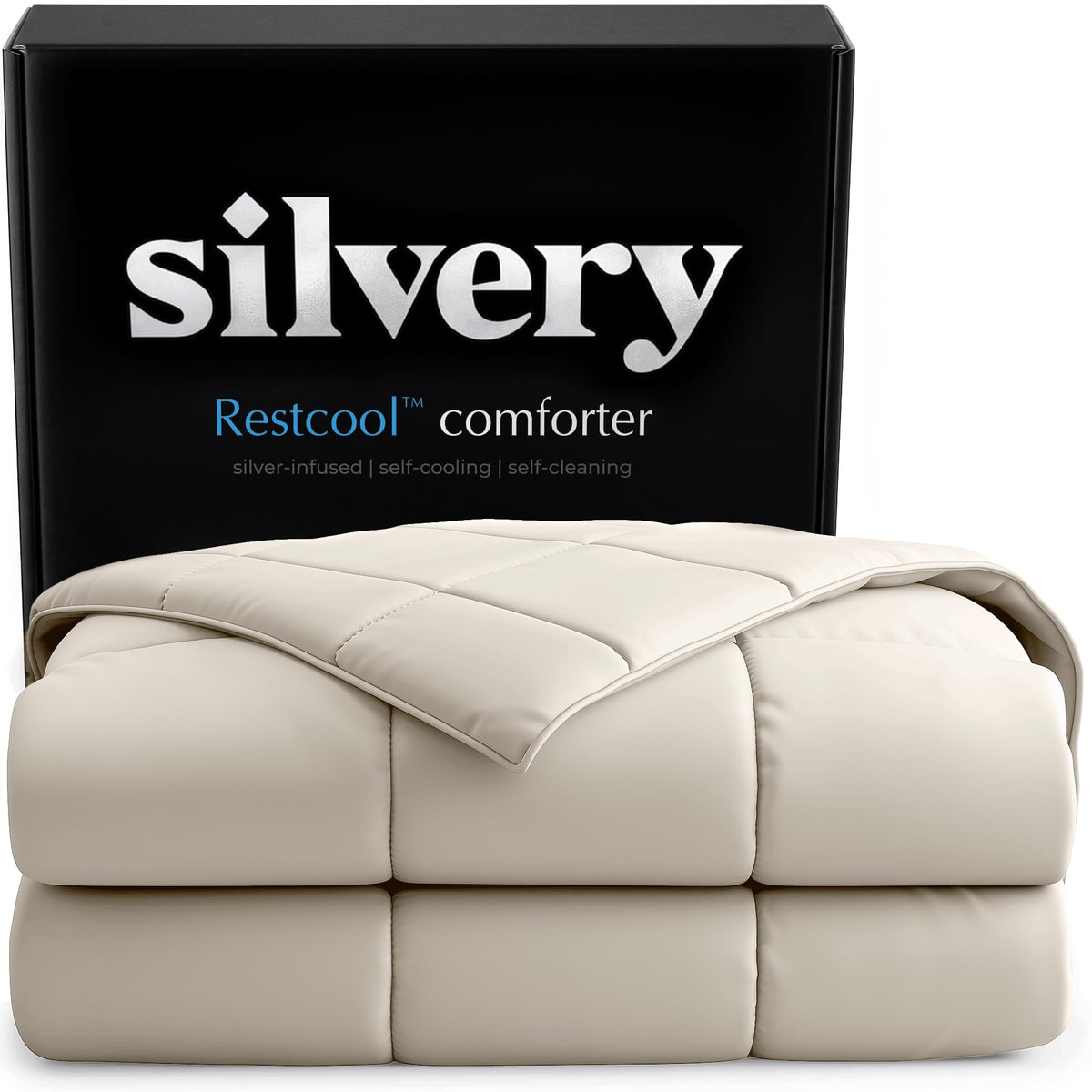 Silvery® Silver-Infused Cooling Comforter – Award-Winning Self-Cooling Blanket for Hot Sleepers with Self-Cleaning Silvery Technology™ for Sweat-Free & Cool Sleep