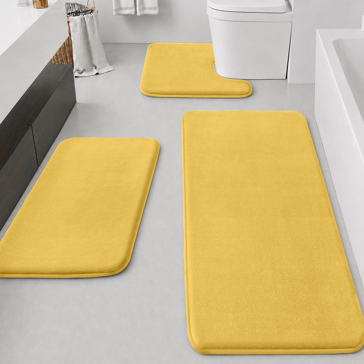 HUXMEYSON 3-Piece Soft Absorbent Non-Slip Bathroom Rug Set