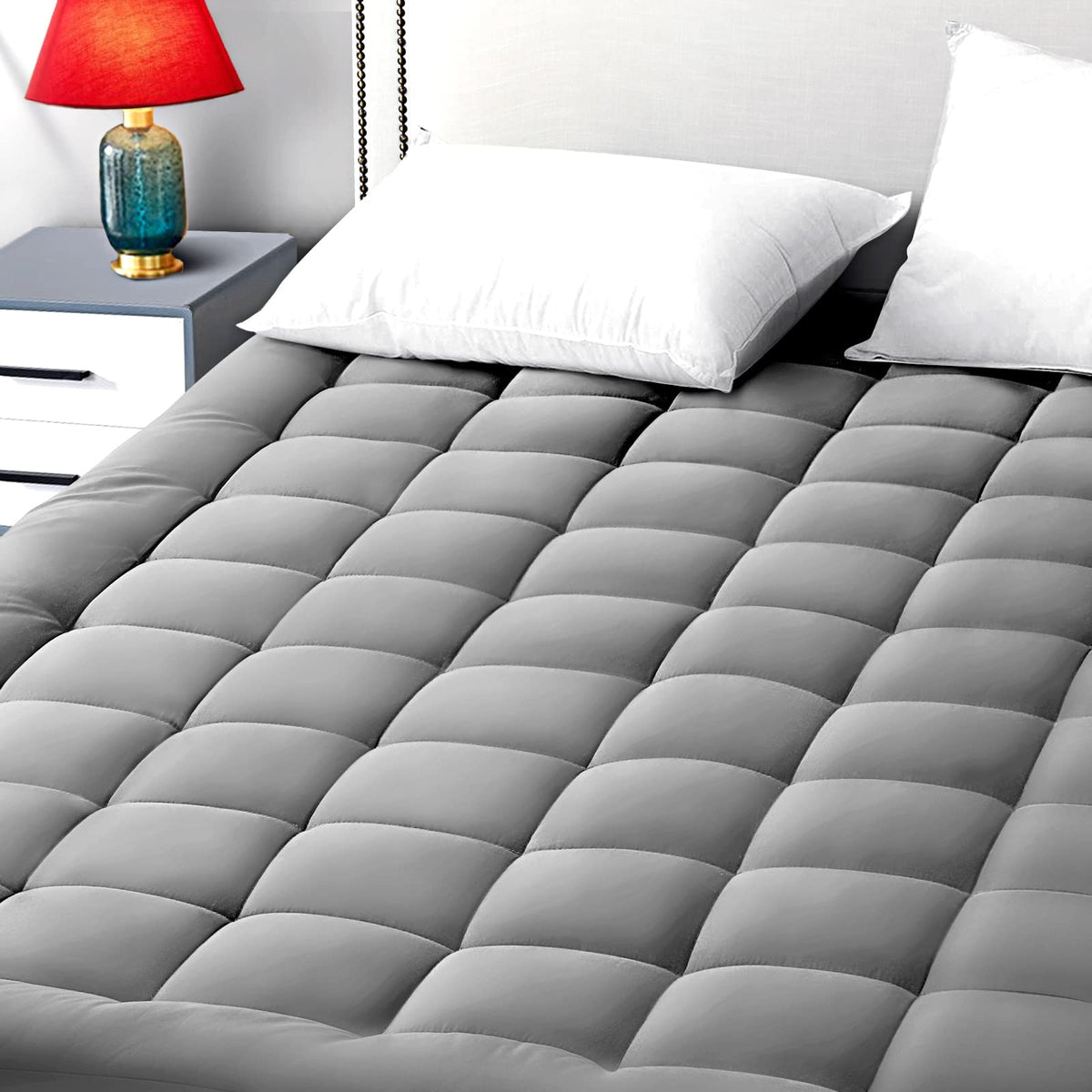 EASELAND Mattress Pad Cover Cotton Top 8-21" Deep Pocket Pillow Top Mattress Topper