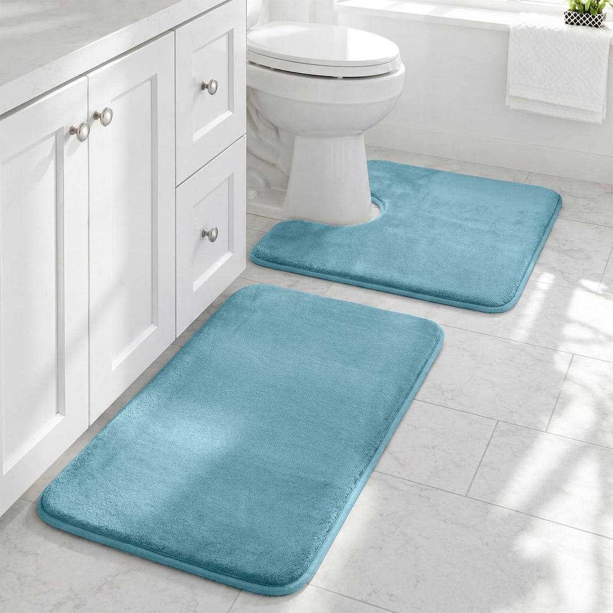 HUXMEYSON 3-Piece Soft Absorbent Non-Slip Bathroom Rug Set