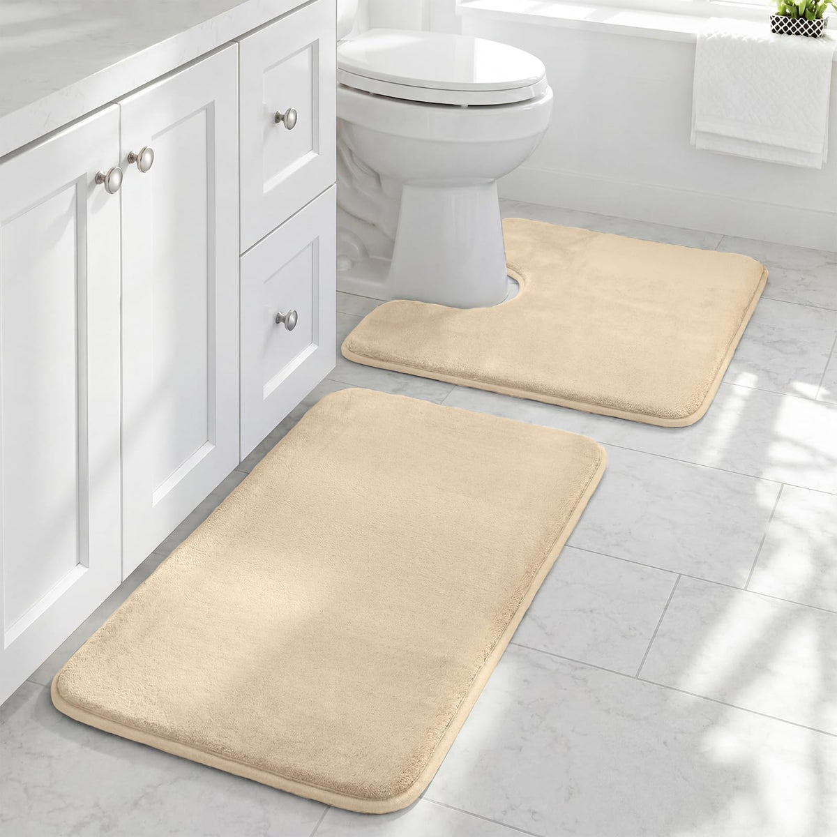 HUXMEYSON 3-Piece Soft Absorbent Non-Slip Bathroom Rug Set