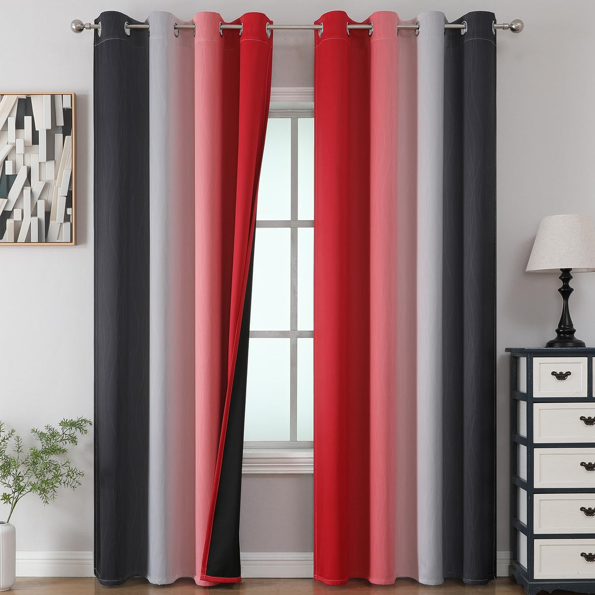 Estelar Textiler Ombre Blackout Curtains for Bedroom 2 Panels Set