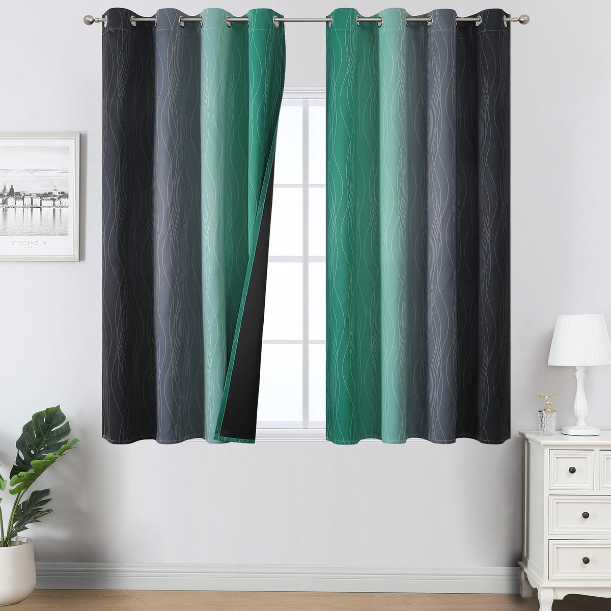 Estelar Textiler Ombre Blackout Curtains for Bedroom 2 Panels Set