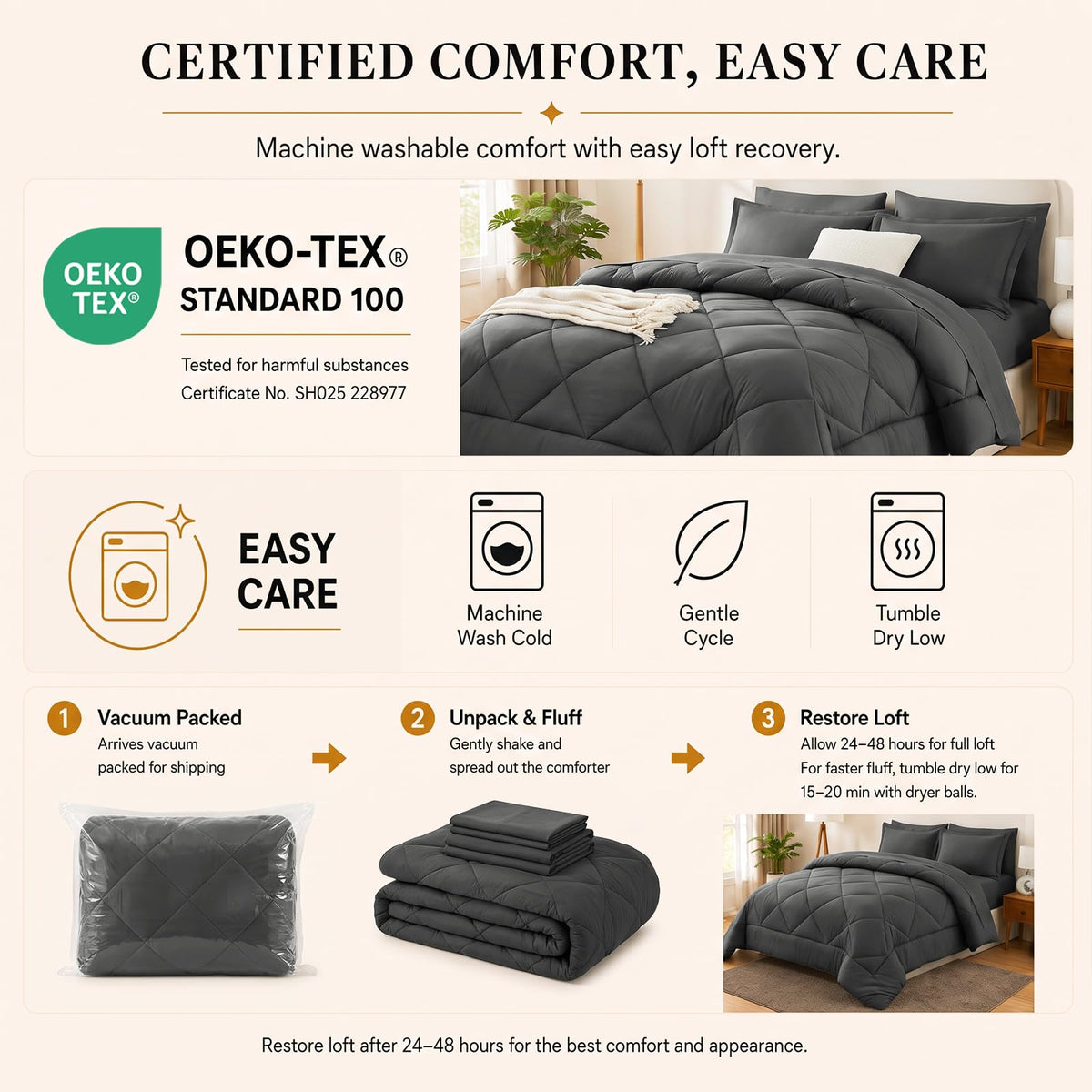 CozyLux Comforter Set, Down Alternative Bedding Set with Sheets, 5/7 Pieces