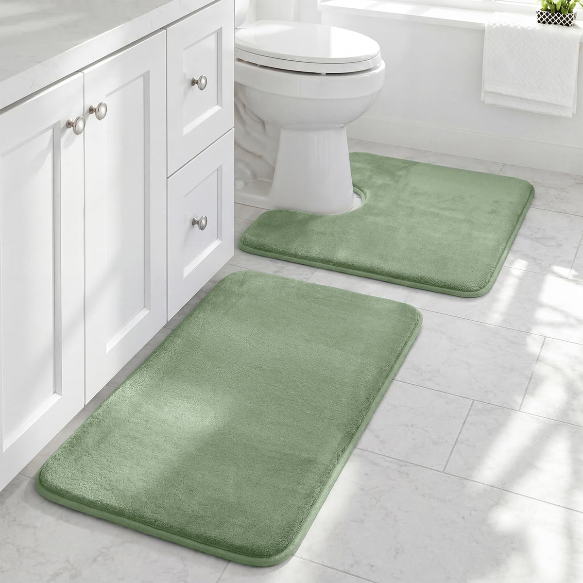 HUXMEYSON 3-Piece Soft Absorbent Non-Slip Bathroom Rug Set