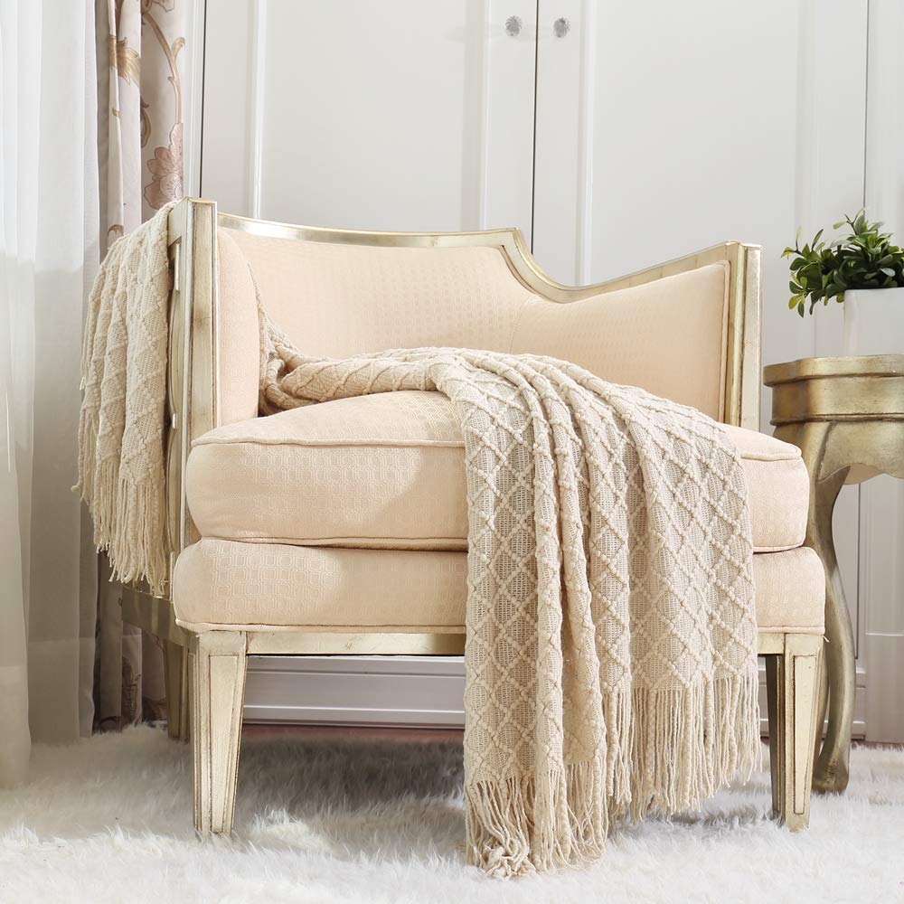 CREVENT Soft Knitted Decorative Throw Blanket for Sofa