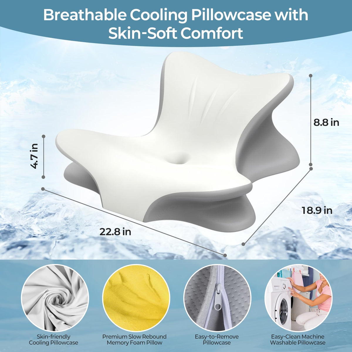 Cervical Neck Pillow for Pain Relief, Ergonomic Reading Pillow for Bed, Contour Wedge Pillow Back Support Pillow, Orthopedic Memory Foam Pillows for Sleeping, Couch Floor Use Lying Reading