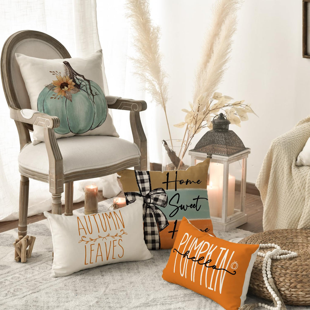 AVOIN colorlife Fall Pumpkin Pillow Covers Set of 4