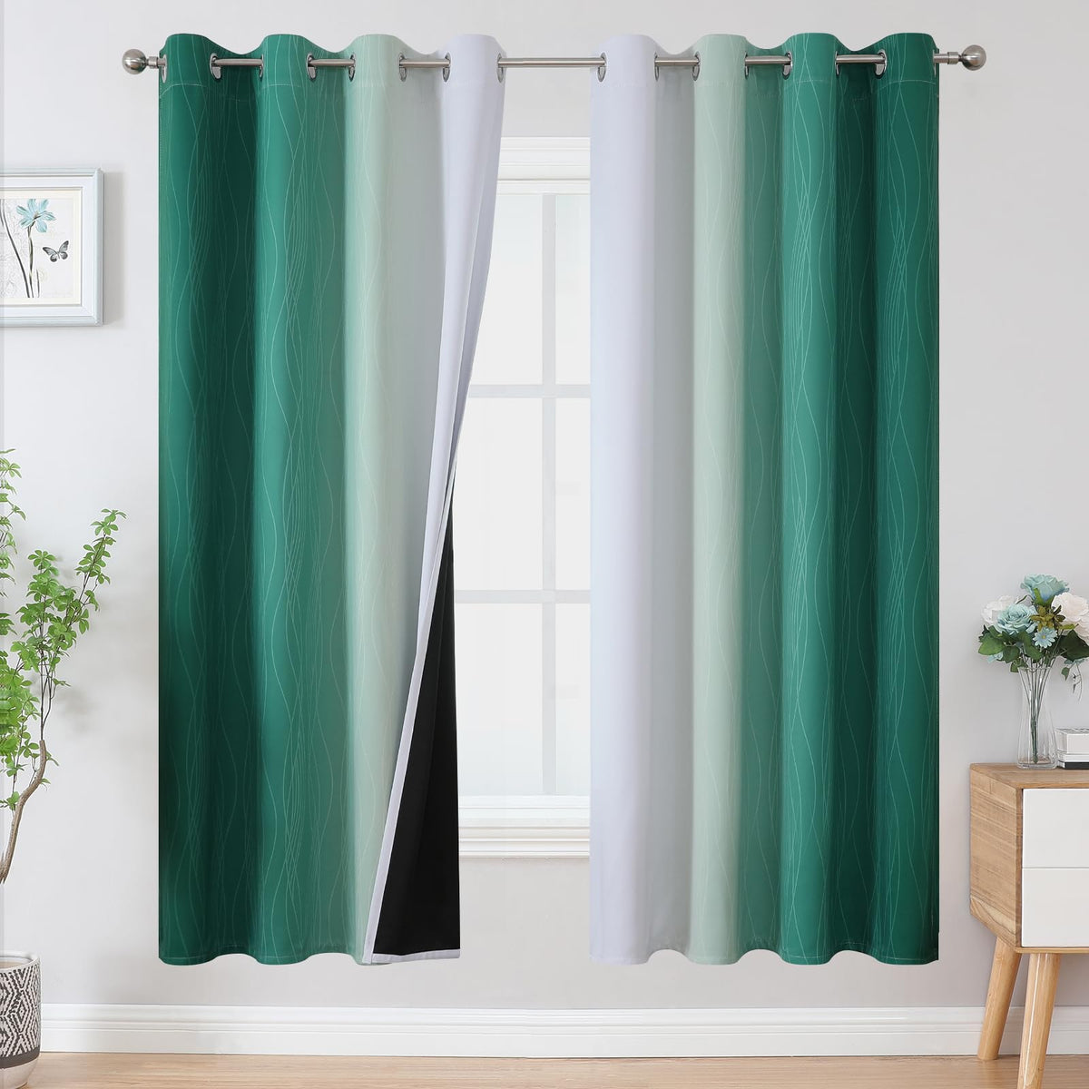 Estelar Textiler Ombre Blackout Curtains for Bedroom 2 Panels Set