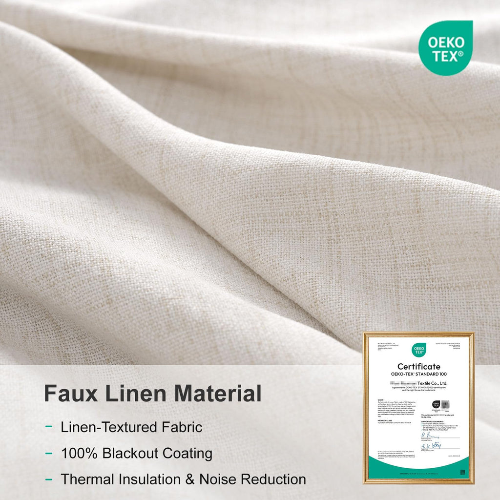 Linen Total Blackout Curtains for Bedroom Living Room