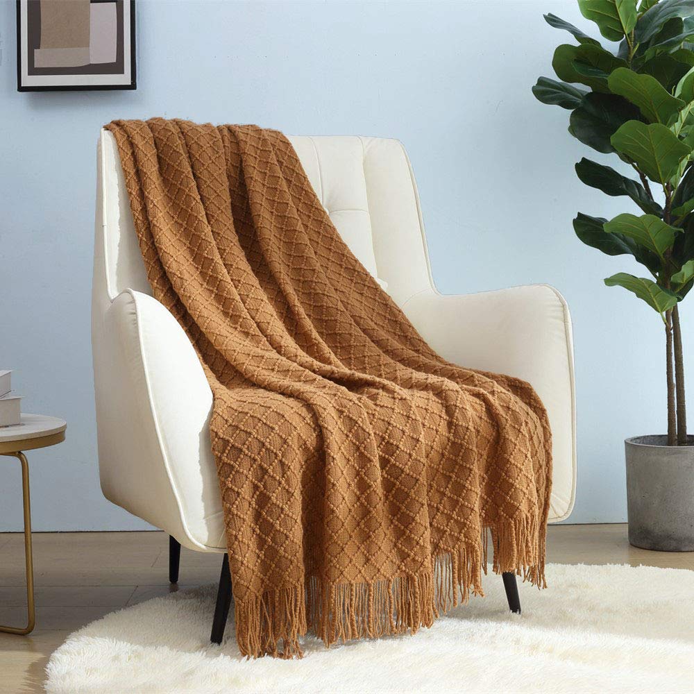 CREVENT Soft Knitted Decorative Throw Blanket for Sofa