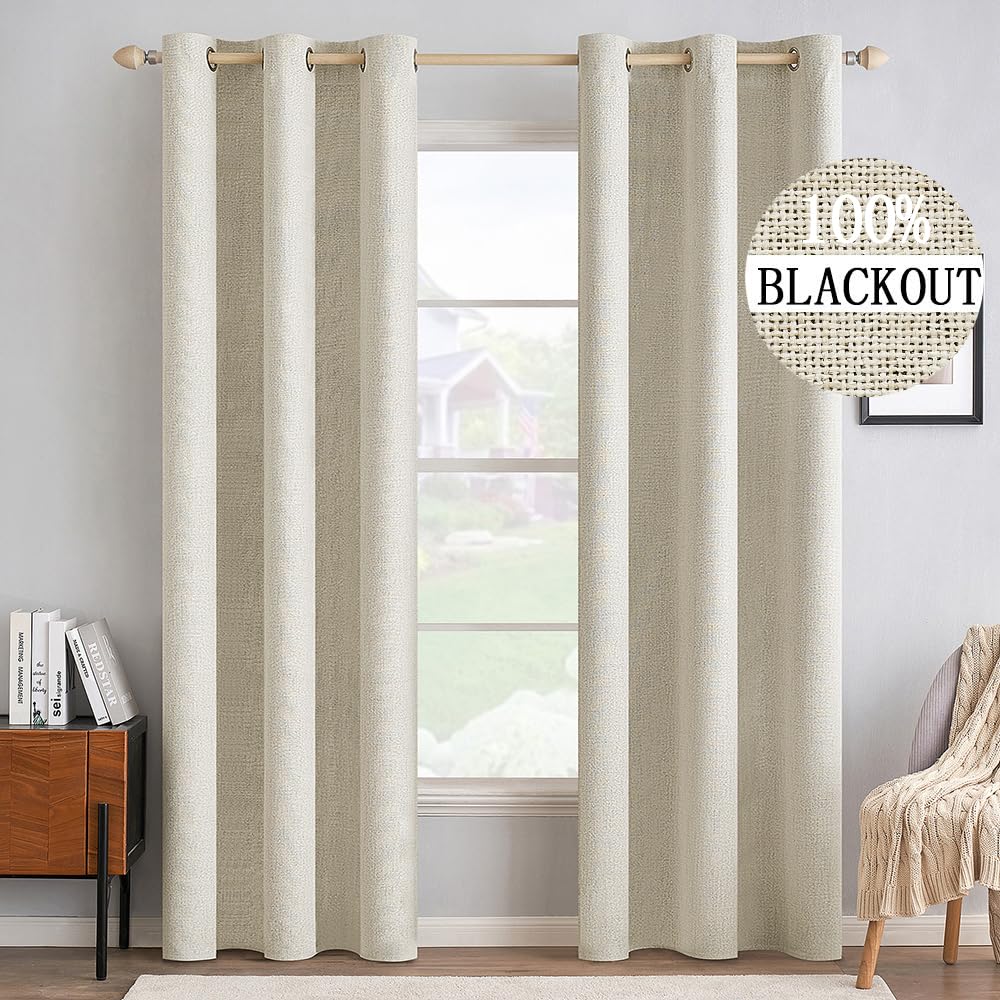 MIULEE Linen-Textured Thermal Insulated Blackout Curtains