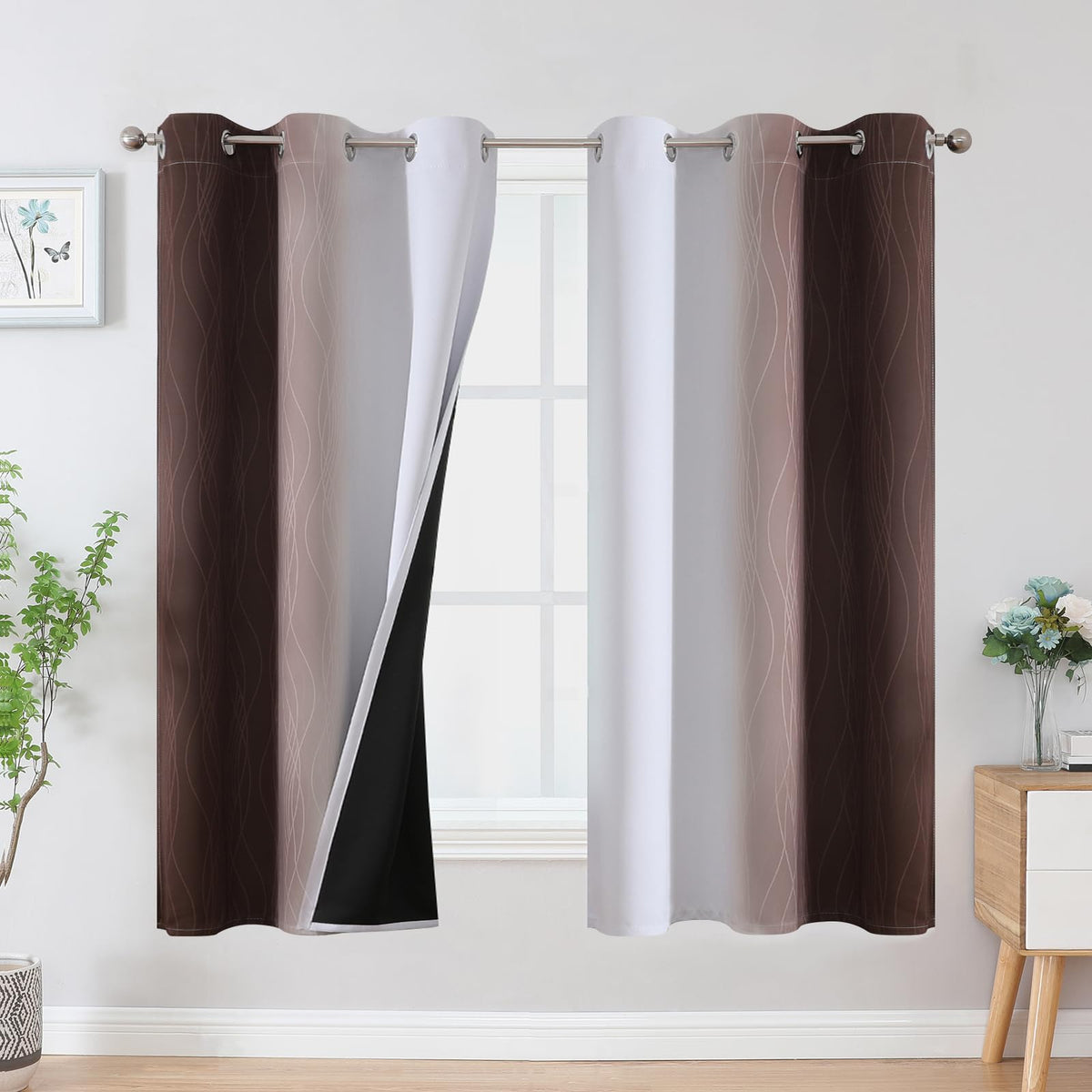 Estelar Textiler Ombre Blackout Curtains for Bedroom 2 Panels Set