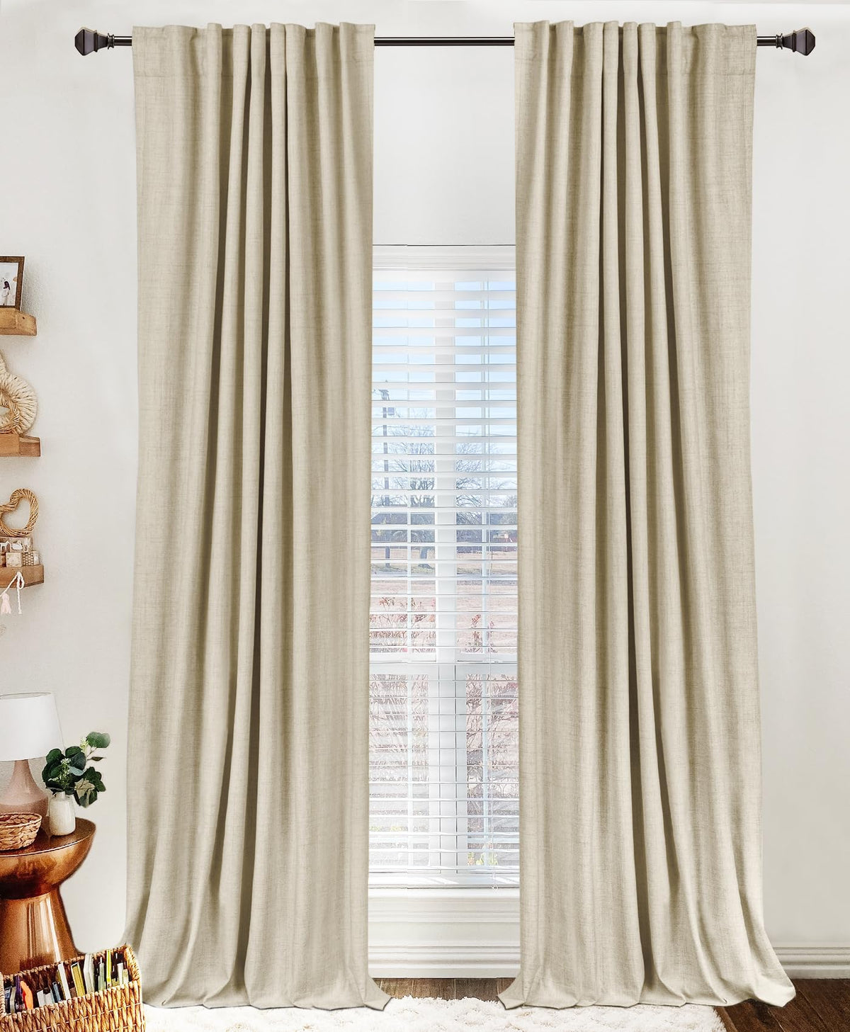 Linen Total Blackout Curtains for Bedroom and Living Room