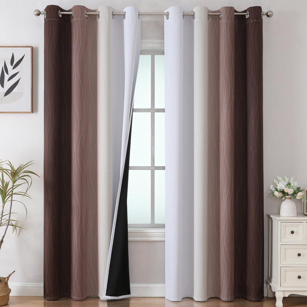 Estelar Textiler Ombre Blackout Curtains for Bedroom 2 Panels Set