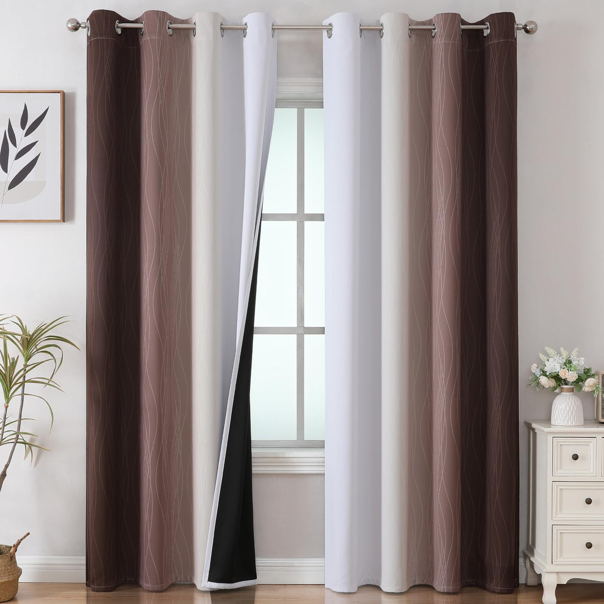 Estelar Textiler Ombre Blackout Curtains for Bedroom 2 Panels Set