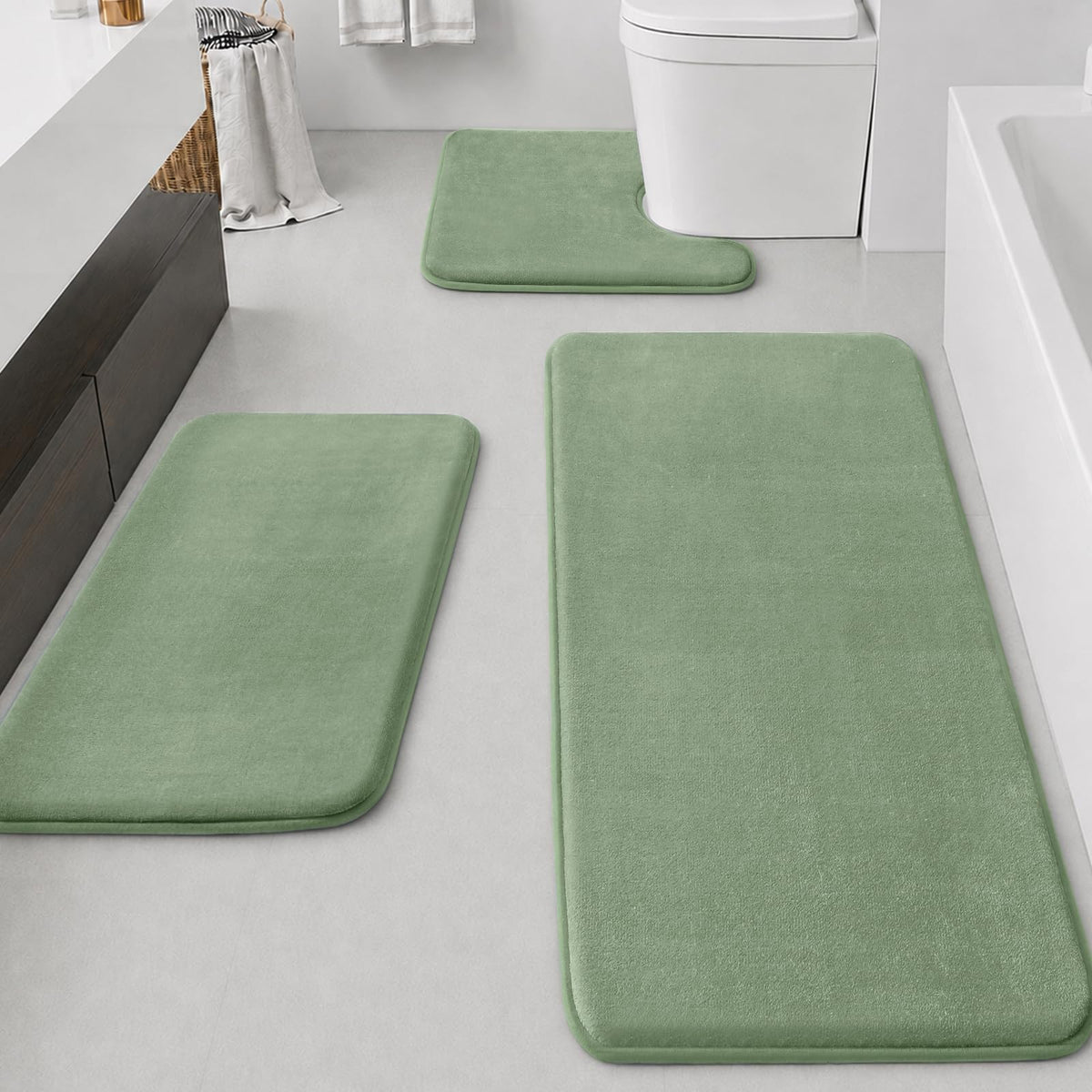 HUXMEYSON 3-Piece Soft Absorbent Non-Slip Bathroom Rug Set