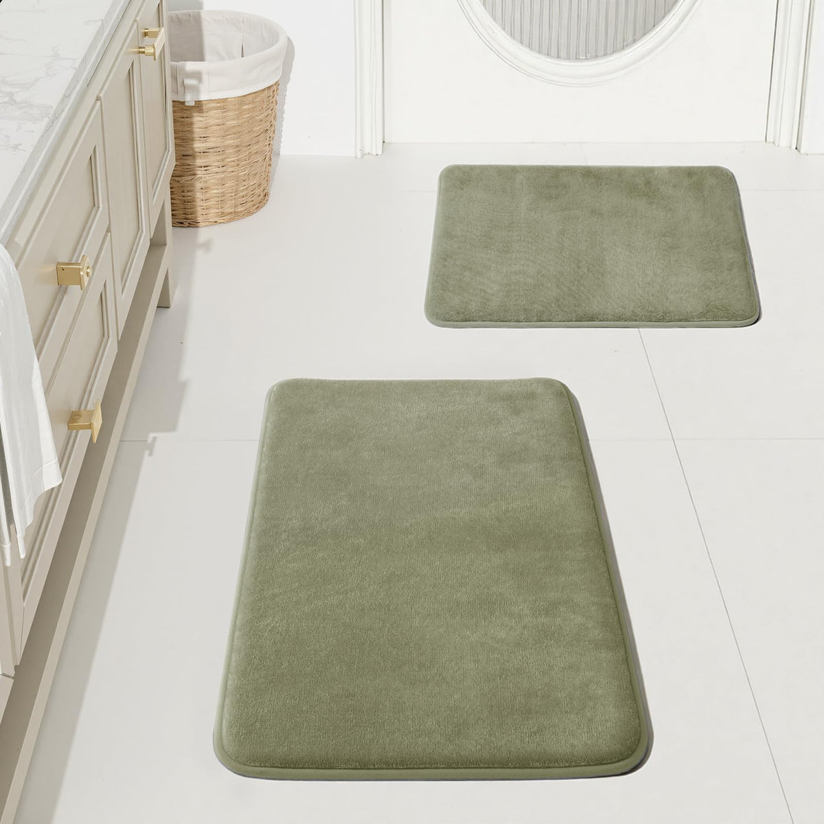 HUXMEYSON 3-Piece Soft Absorbent Non-Slip Bathroom Rug Set
