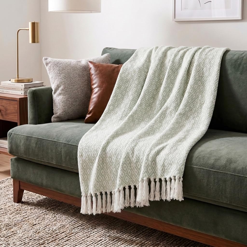 Americanflat Cotton Herringbone Throw Blanket for Sofa