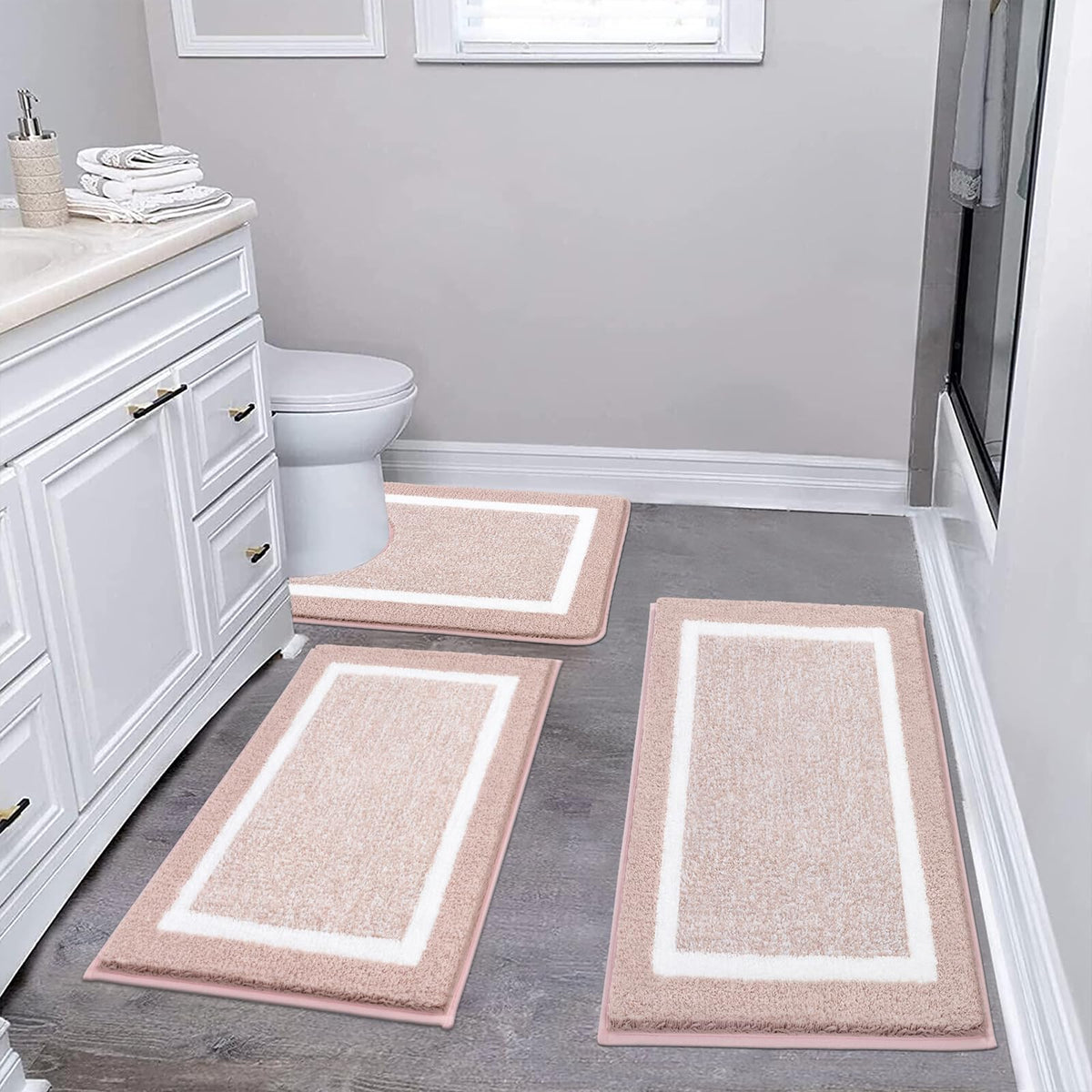 Pauwer Non-Slip Washable Bathroom Rug and Bath Mat Set