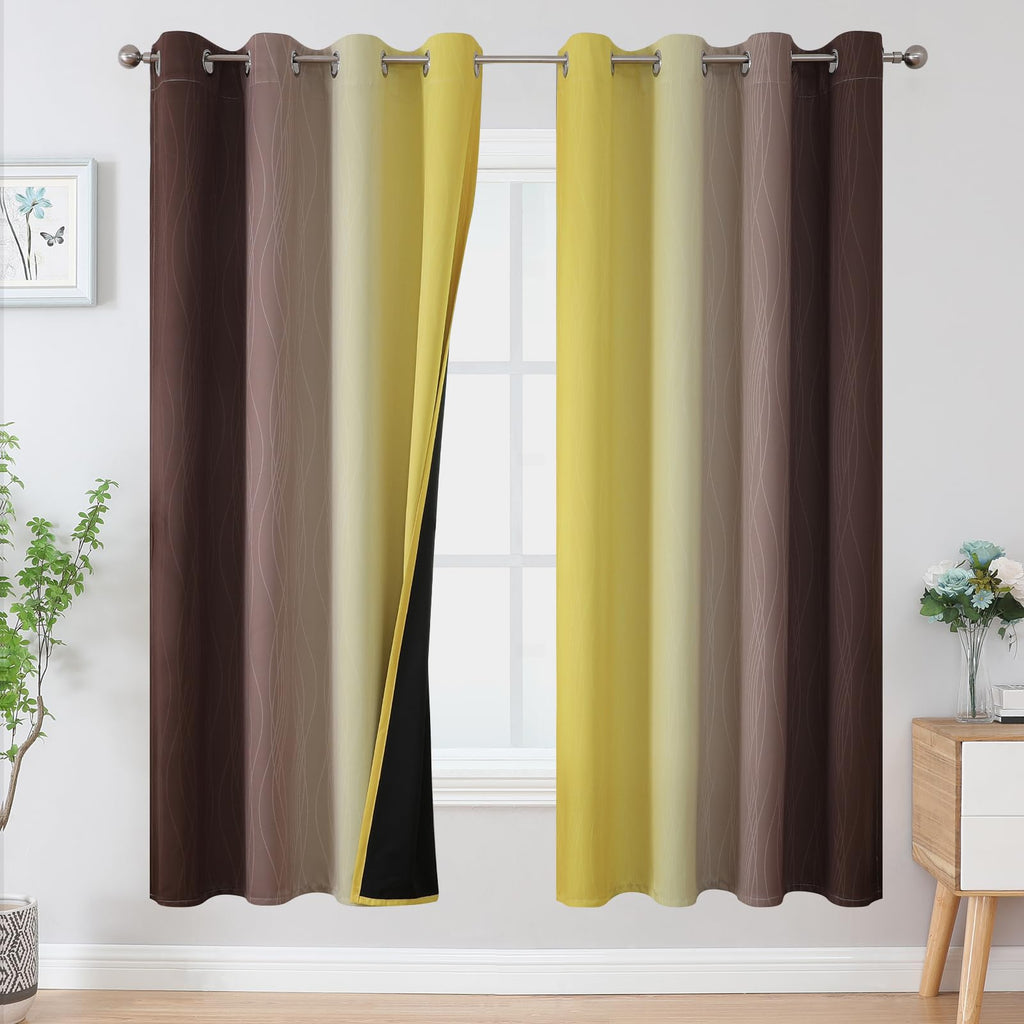 Estelar Textiler Ombre Blackout Curtains for Bedroom 2 Panels Set