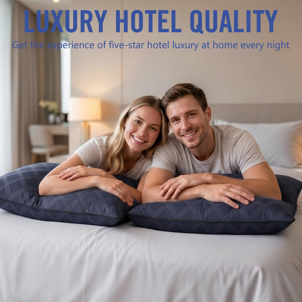 Vorouhals Hotel Collection Bed Pillows for Sleeping 2 Pack Cooling Pillows Set of 2 for Back, Stomach or Side Sleepers, Super Soft Down Alternative Microfiber Filled Pillows