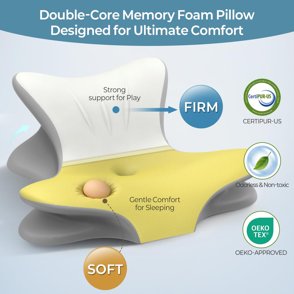 Cervical Neck Pillow for Pain Relief, Ergonomic Reading Pillow for Bed, Contour Wedge Pillow Back Support Pillow, Orthopedic Memory Foam Pillows for Sleeping, Couch Floor Use Lying Reading