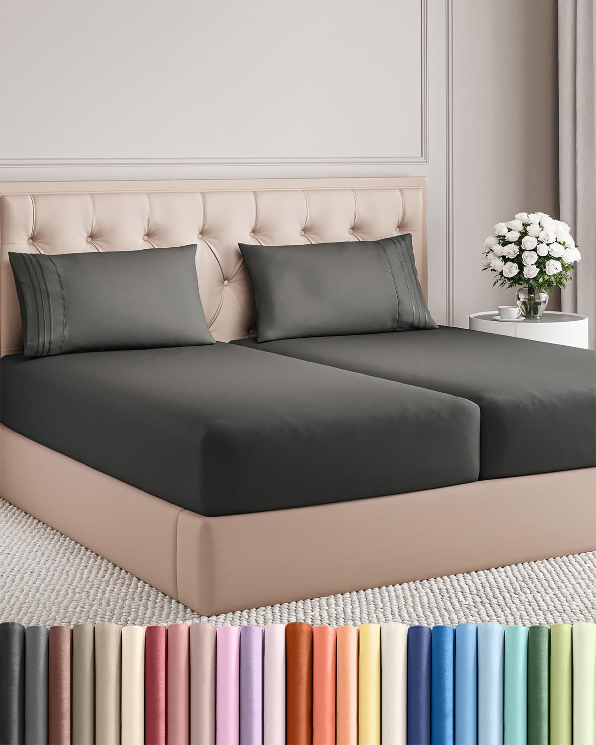 CGK Unlimited 4 Piece Sheet Set - Ultra-Soft, Breathable & Cooling Bed Sheets Set - Hotel Luxury Bedding for Women & Men with Deep Pockets - Wrinkle & Fade Free - Oeko-Tex