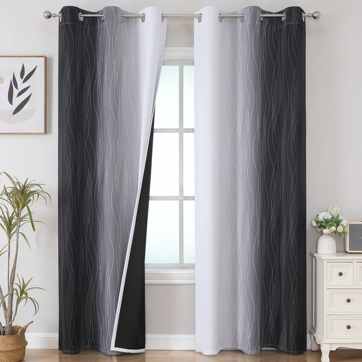Estelar Textiler Ombre Blackout Curtains for Bedroom 2 Panels Set