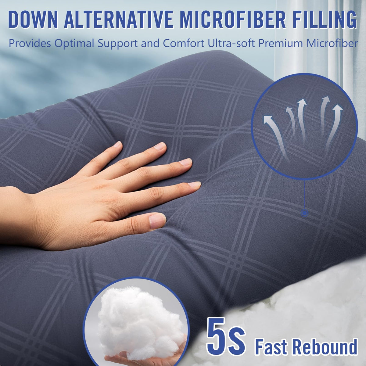 Vorouhals Hotel Collection Bed Pillows for Sleeping 2 Pack Cooling Pillows Set of 2 for Back, Stomach or Side Sleepers, Super Soft Down Alternative Microfiber Filled Pillows