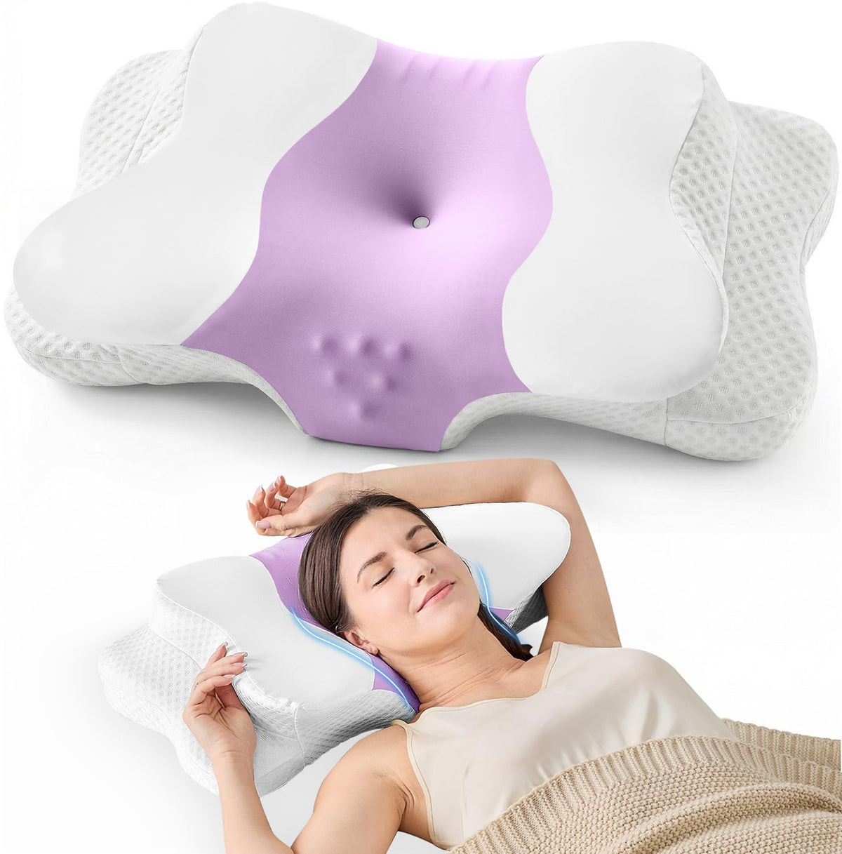 Ergonomic Memory Foam Neck Pillow for Side & Back Sleepers