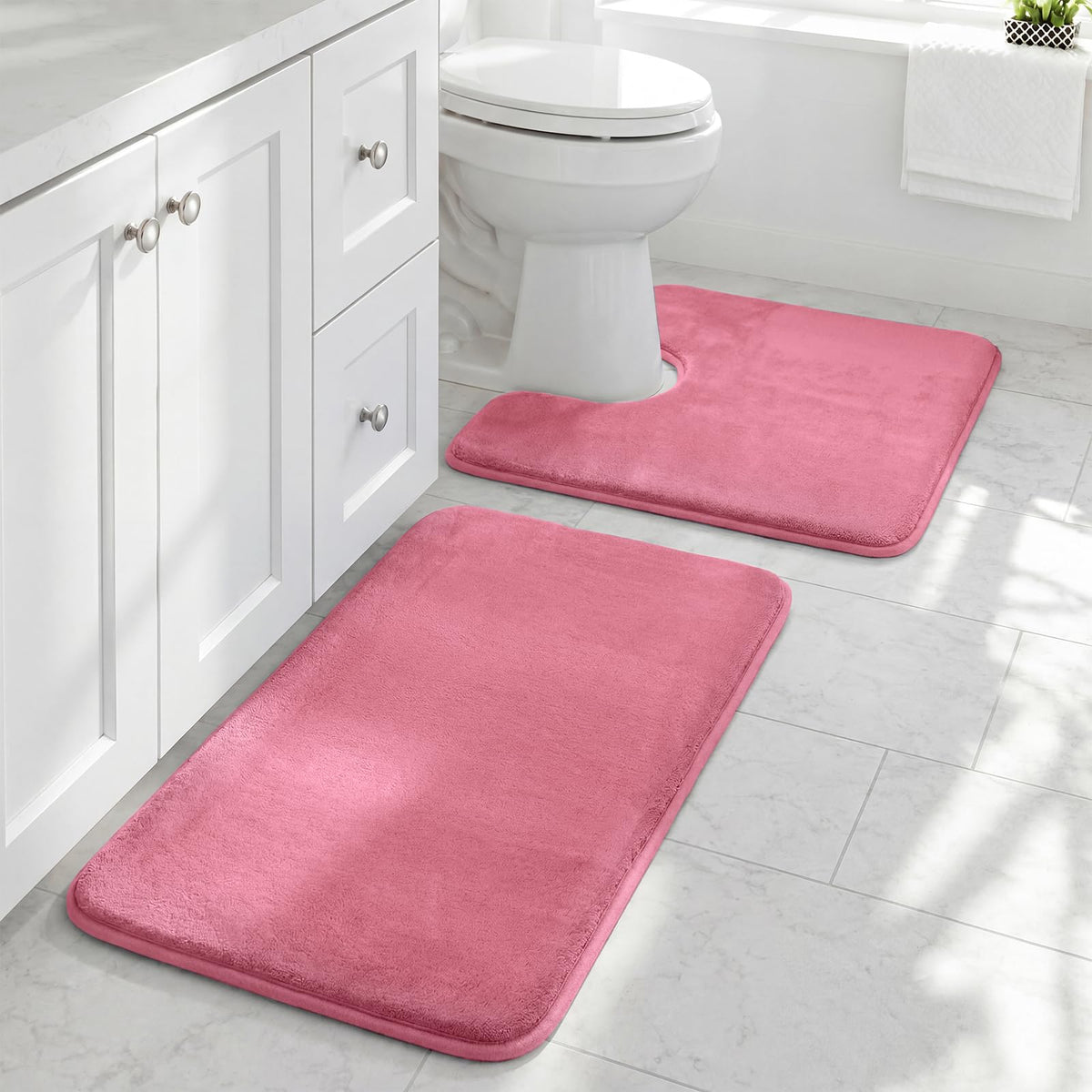 HUXMEYSON 3-Piece Soft Absorbent Non-Slip Bathroom Rug Set