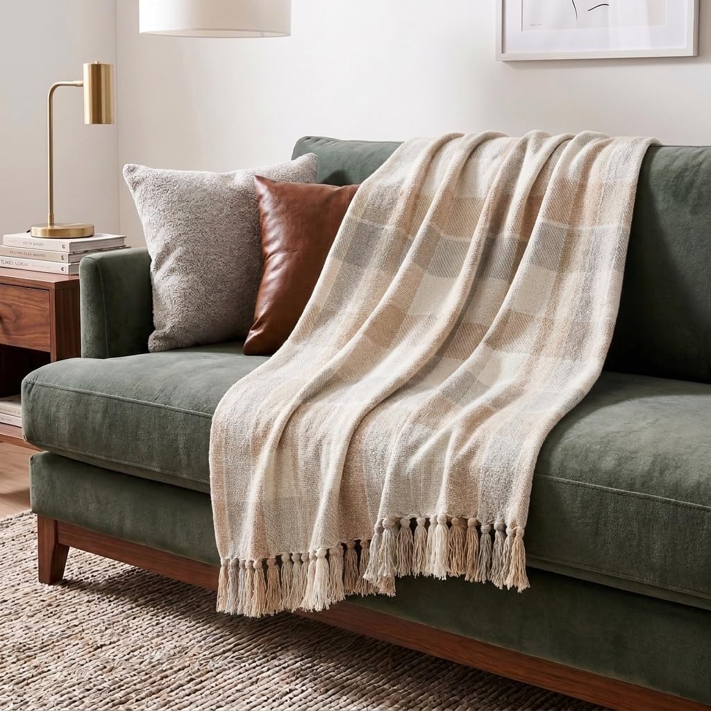 Americanflat Cotton Herringbone Throw Blanket for Sofa
