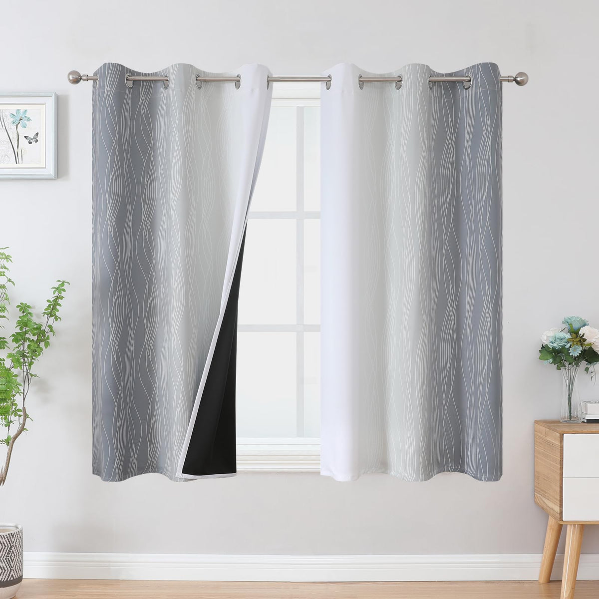 Estelar Textiler Ombre Blackout Curtains for Bedroom 2 Panels Set
