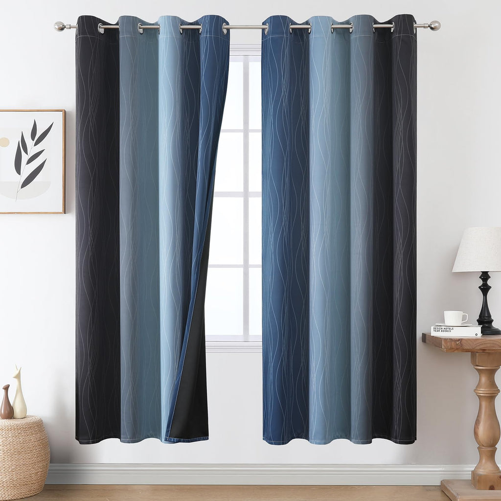 Estelar Textiler Ombre Blackout Curtains for Bedroom 2 Panels Set