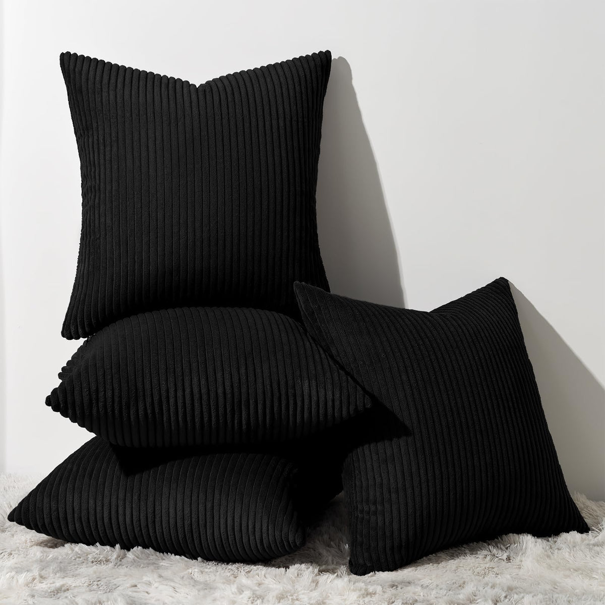 Topfinel Set of 4 Gradient Corduroy Pillow Covers