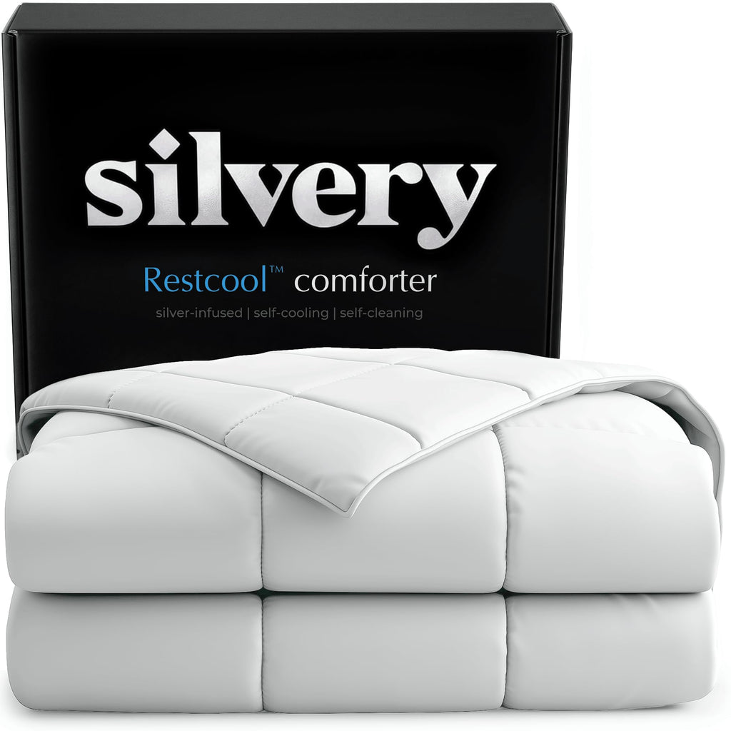 Silvery® Silver-Infused Cooling Comforter – Award-Winning Self-Cooling Blanket for Hot Sleepers with Self-Cleaning Silvery Technology™ for Sweat-Free & Cool Sleep