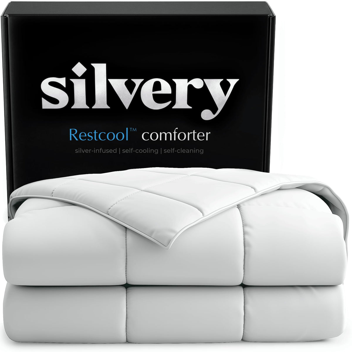 Silvery® Silver-Infused Cooling Comforter – Award-Winning Self-Cooling Blanket for Hot Sleepers with Self-Cleaning Silvery Technology™ for Sweat-Free & Cool Sleep