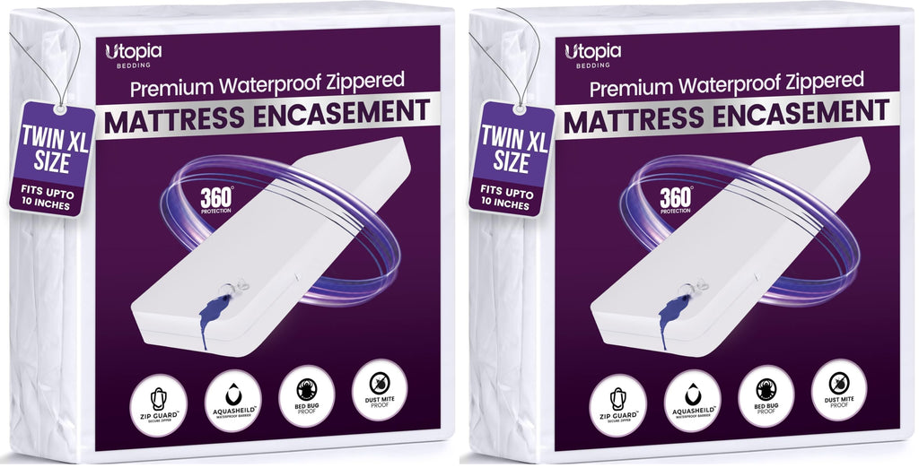 Utopia Bedding Premium Waterproof Bed Bug Mattress Cover, Zippered Mattress Protector, Dust Mite Proof 6-Sided Mattress Encasement for Bed