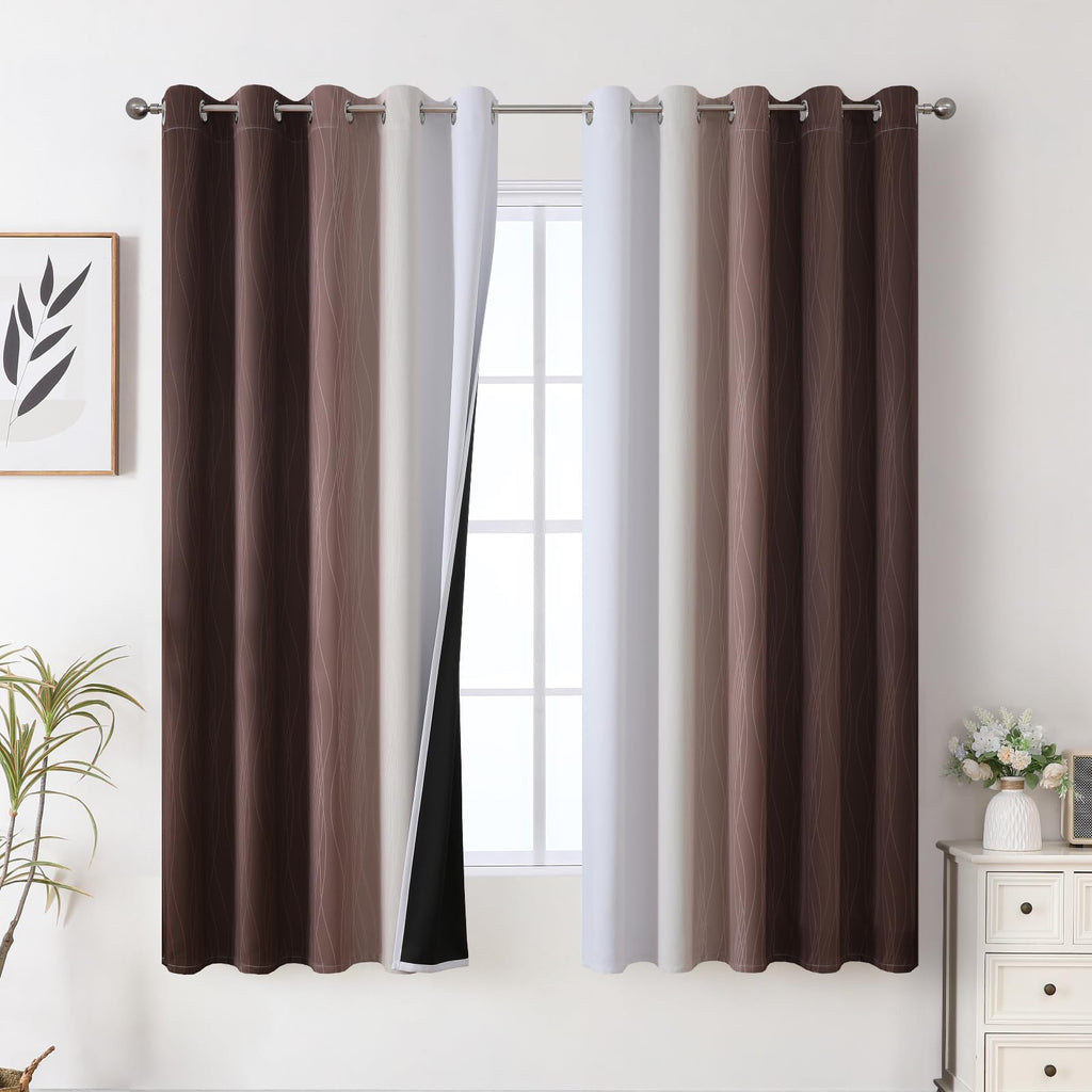 Estelar Textiler Ombre Blackout Curtains for Bedroom 2 Panels Set