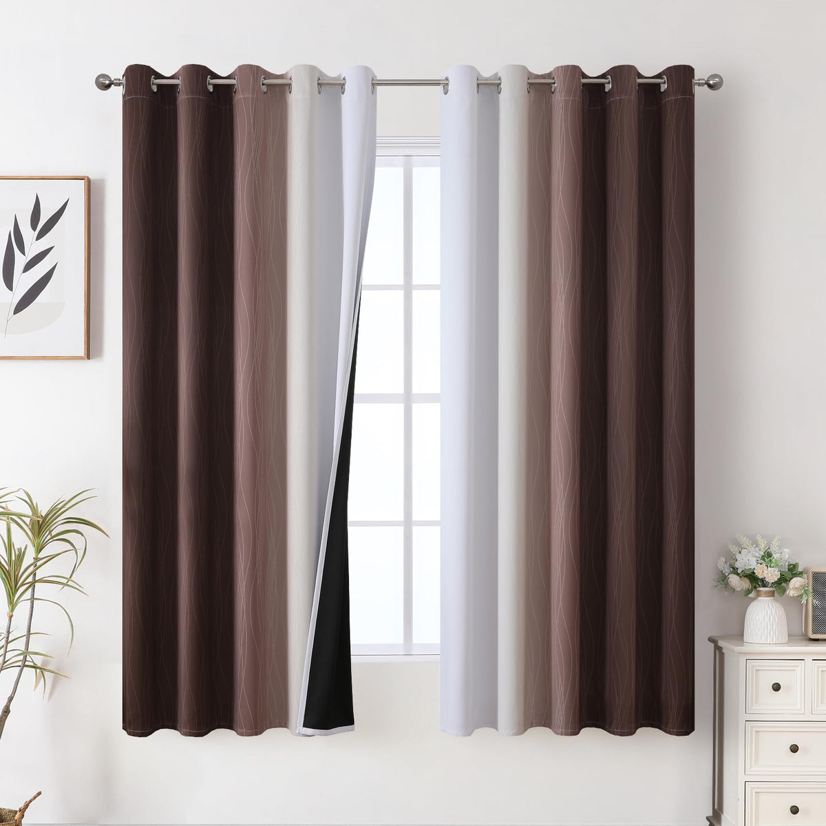 Estelar Textiler Ombre Blackout Curtains for Bedroom 2 Panels Set